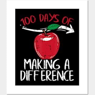 Days Of Difference Apple 100th Day School Teacher Posters and Art